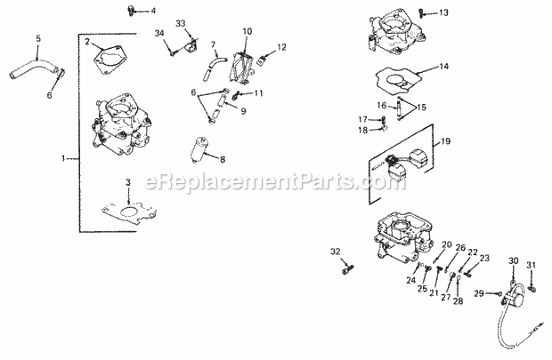 Fuel System Diagram and Parts List for 2084 836000-864500, 143-733-100, 144-733-100 Cub Cadet Lawn Tractor